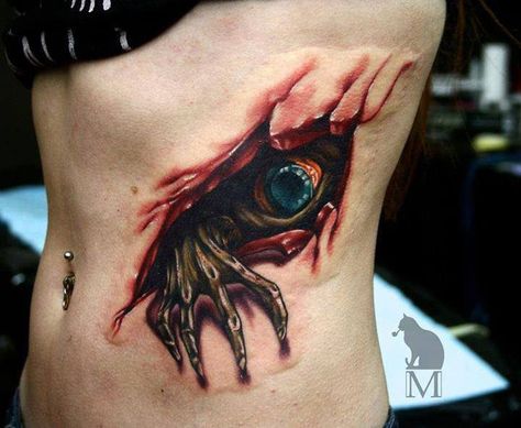 3D Tattoo | Flickr - Photo Sharing! Ripped Skin Tattoo, Tato 3d, Best 3d Tattoos, Tatoo 3d, Amazing 3d Tattoos, Rip Tattoo, Backpiece Tattoo, Demon Tattoo, Biomechanical Tattoo