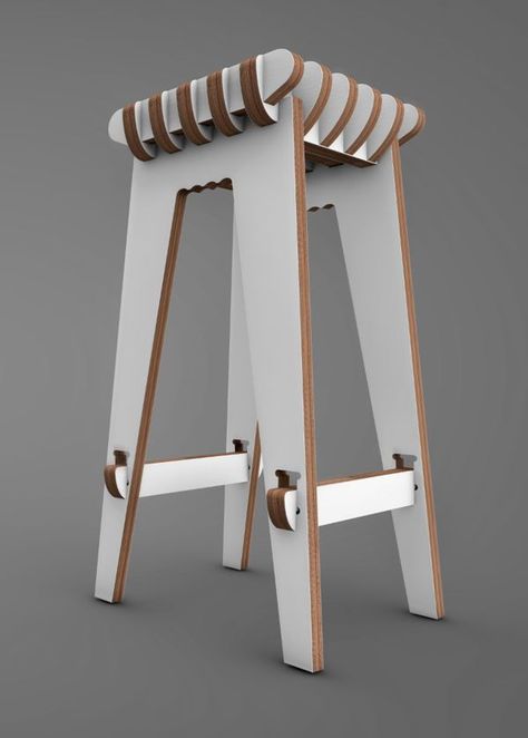 Plywood Stool, Laser Cut Furniture, Cnc Furniture Plans, Plywood Design, Plywood Projects, Kursi Bar, Cardboard Design, Plywood Chair, Cnc Furniture