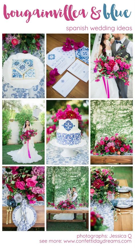 Spanish Wedding Ideas, Talavera Wedding, Bougainvillea Wedding, Hacienda Wedding, Making A Wedding Dress, Sheila E, Spanish Wedding, Boda Mexicana, Mexican Wedding