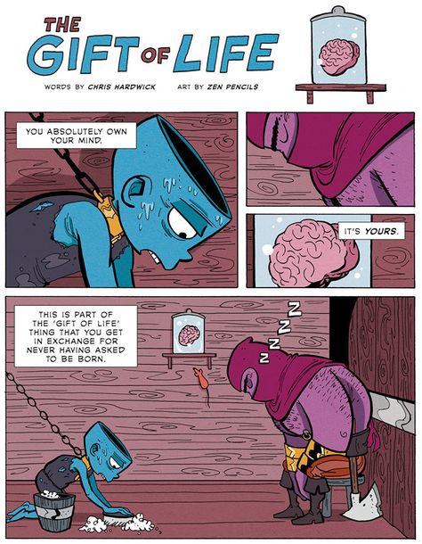 "The Gift of Life" is an enlightening comic illustrated by Zen Pencils (previously) and based on the wisdom of Nerdist’s Chris Hardwick. The inspirational words of Hardwick are taken from his 2011 ... Zen Pencils, Life Comics, Comics Story, Life Words, Geek Out, Social Work, The Gift, Game Character, Animal Crossing