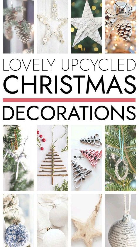 Repurpose Christmas Decorations, Upcycle Baubles Ideas, Upcycle Christmas Crafts, Upcycle Christmas Baubles, Diy Recycled Christmas Ornaments, Belen Christmas Decor Diy Recycled, Upcycling Christmas Decorations, Upcycle Ornaments, Upcycle Christmas Decorations