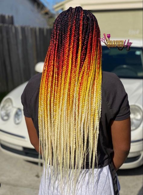 Multi Colored Braids, Pre Looped Crochet Hair, Hair Box Braids, 30 Hair Color, Hair Extensions For Black Women, Extensions For Black Women, Box Braids Crochet, Ombre Crochet, Colored Box Braids