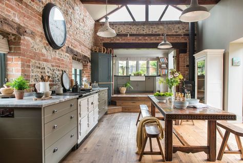 Bedroom Alcove, Georgian Kitchen, Tongue And Groove Panelling, Georgian House, Living Room Images, Cosy Spaces, Cosy Room, Bedroom Images, Exposed Brick Walls