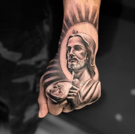 St. Jude Tattoo, San Judas Tadeo Tattoo, Tattoos On Hand, Arm Tattoos Drawing, Finding Faith, Tattoo Design For Hand, Realistic Tattoo Sleeve, Saved Tattoo, Saint Jude