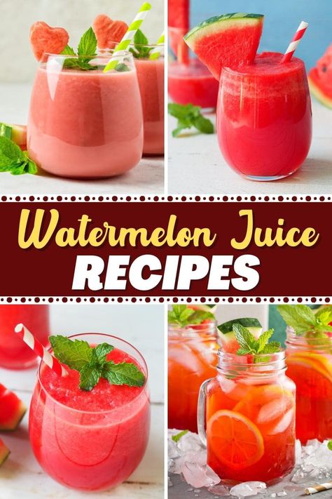 Cool, refreshing, and absolutely stunning, these quick and easy watermelon juice recipes are just what you need to beat the heat on a hot summer's day. Watermelon Juice Recipes, Watermelon Recipes Drinks, Breakfast Drinks Healthy, Watermelon Juice Recipe, Watermelon Recipe, Yummy Fruit Smoothies, Watermelon Benefits, Watermelon Drink, Juice Smoothies Recipes