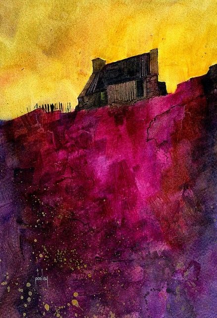 Paul Bailey Paintings, Golden Sky, Bracelet Colors, Purple And Yellow, Orange And Yellow, Abstract Landscape, Painting Inspiration, A House, Landscape Art