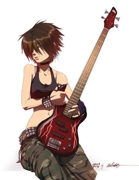 rocker Anime Tomboy, Chicas Punk Rock, Chica Punk, Rock Girl, Guitar Girl, Rock N’roll, Punk Girl, Arte Sketchbook, Making Music