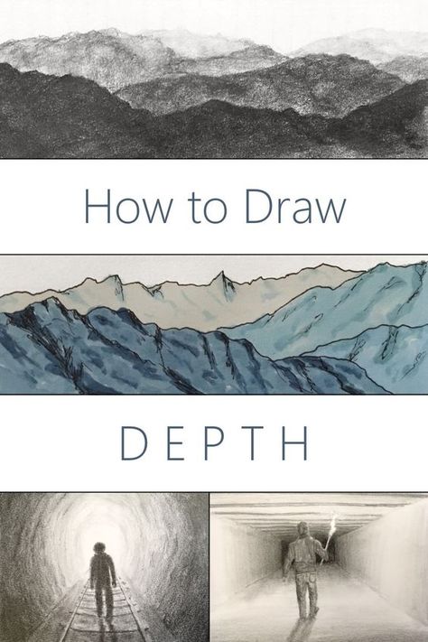 Pencil Drawing Basics, Cool Sketches For Beginners, How To Pencil Draw, Beginner Landscape Drawing, Depth Drawing Ideas, Basics Of Drawing Art Lessons, Drawing Graphite Pencil, Art Drawings Sketches Pencil Landscape, Landscape Drawing Tips