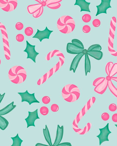 A popular choice so far! Shop our Pink Peppermint print in dresses, tops, and pjs ✨ Mint Christmas Wallpaper, Bright Christmas Aesthetic, Pink Candy Cane Wallpaper, Christmas Wallpaper Pastel, Peppermint Aesthetic, Cardstock Ideas, Christmas Widgets, Holiday Wallpapers, Pink Peppermint