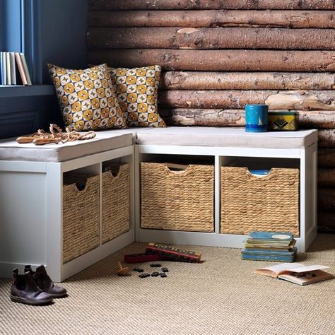 Hallway Shoe Storage Bench, Bedroom Furniture Redo, Corner Bench With Storage, Living Room Toy Storage, Corner Bench Seating, Toy Storage Bench, Corner Dining Bench, Caravan Van, Cubbies Mudroom