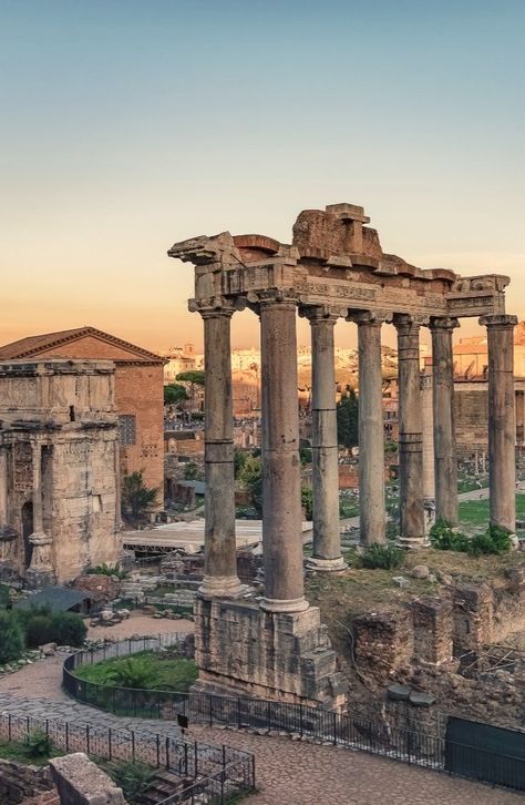 The Temple of Saturn, recognisable by its eight surviving Ionic columns, is one of the Forum’s most iconic structures. Traditionally dated to 497 BC, the temple was dedicated to the god of wealth. #Italy #Italy_travel #temple #iconic #structures #tour #trip #BenvenutoLimos Temple Of Saturn, Ancient Rome Aesthetic, Thea Stilton, Rome Italy Travel, Rome Wedding, Giant Star, God Of Wealth, Roman Forum, Italy Tours