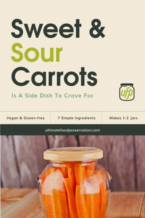 Whether you use it as a side to your pulled pork or roasted chicken, this simple and easy to make sweet and sour carrots will definitely leave you satisfied and full! You’ll never have to wonder again about what to do with those excess carrots your garden produced. Sweet And Sour Carrots Recipe, Relish Tray Ideas, Bbq Side Dish, Homestead Recipes, Vegan Appetizer, Pressure Canning Recipes, Bbq Side, Carrots Recipe, Homegrown Food