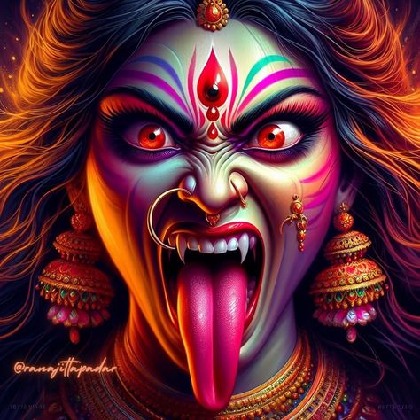 Mahakali Tattoo, Kali Mata Drawing, Rohit Tattoo, Shiva Goddess, D Wallpaper Letter Cute, Kali Picture, Kali Tattoo, Goddess Kali Images, Kali Statue