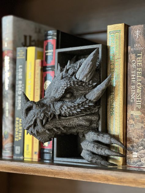 Dragon Emerging- Book Nook Home Library Decor, Dragon Book, Drukarka 3d, Fire Book, Cool Dragons, Dragon Decor, Beloved Book, Fantasy Lovers, Library Decor