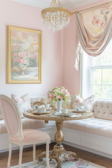 From Minimalist to Romantic: Achieve the Coquette Interior Design Look – A Sparkly Life for Me Coquette Interior Design, Coquette Interior, Coquette Breakfast, Mint Green Room, Green Room Design, Breakfast Kitchen, Chic Living Room Decor, Pink Cottage, Casa Vintage