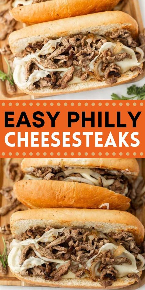 Philly Cheesesteaks - The Best Philly Cheesesteaks Recipe Philly Cheese Steak With Deli Roast Beef, Penn Station Philly Cheesesteak, Steakums Cheesesteak, Steakumm Recipes Ideas, Best Philly Cheesesteak Recipe, Philly Cheese Steak Sandwich Recipe Easy, Steakumm Recipes, Philly Cheese Steak Sandwich Recipe, Cheese Steak Sandwich Recipe