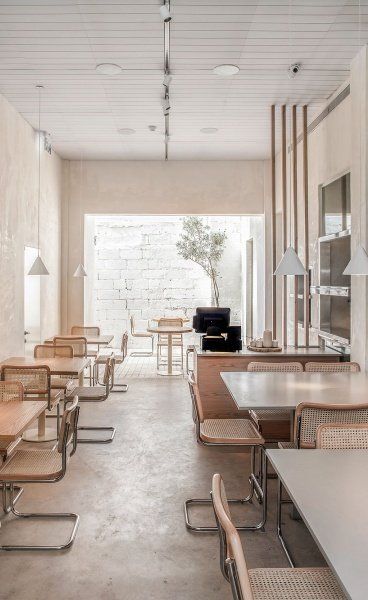 Photography by Yoav Gurin. Minimalist Restaurant Design, Minimal Restaurant Design, Minimalistic Restaurant, Minimal Restaurant, Bathroom Antique, Minimalist Restaurant, Restaurant Kitchen Design, Interior Design Restaurant, Restaurant Design Ideas