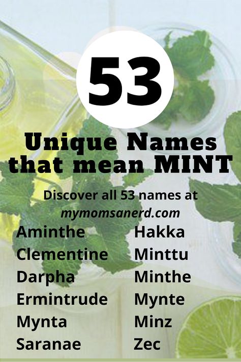 names that mean mint Merman Name Ideas, Names That Mean Green, Male Names Meaning Water, Male Fantasy Names With Meaning Water, Water Names Boy, Types Of Mint Plants, Thai Words, Feminine Names, Nerdy Baby