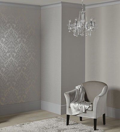 Damask Wallpaper Living Room, Damask Wallpaper Bedroom, Glitter Bedroom, Wallpaper Bedroom Feature Wall, Damask Decor, Feature Wall Bedroom, Modern Living Room Wall, Bedroom Wallpaper, Damask Wallpaper