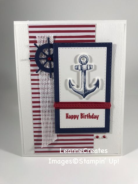 Nautical Invitations, Nautical Elements, Nautical Cards, Nautical Birthday, Beach Cards, Masculine Birthday Cards, Birthday Cards For Men, Stamping Up Cards, Male Cards