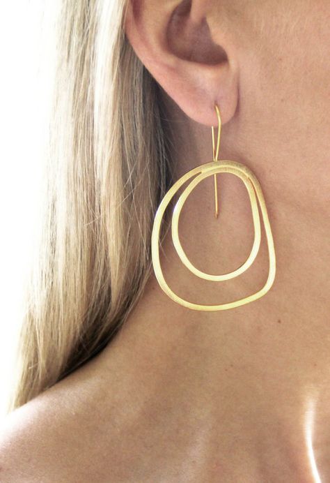 Rose Gold Double Hoop Earrings Gift for her Rose Gold plated Gold Ear Jacket, Double Earrings, Double Hoop Earrings, Peacock Earrings, Moon Earrings, Bijoux Diy, Gold Hoop, Gold Hoop Earrings, Diamond Earrings Studs