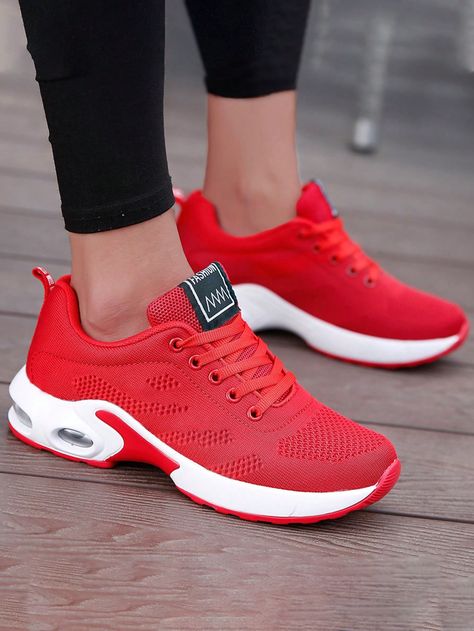 Womens Red Shoes, Dance Sneakers, Mesh Heels, Jogging Shoes, Sporty Sneakers, Casual Sneakers Women, Mesh Shoes, Outdoor Shoes, Sport Sneakers