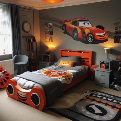 Boys Themed Bedroom, Hot Wheels Bedroom, Boys Car Bedroom, Train Bedroom, Car Themed Bedrooms, Boys Bedroom Themes, Baby Boy Nursery Colors, Themed Bedrooms, Boys Bedroom Makeover