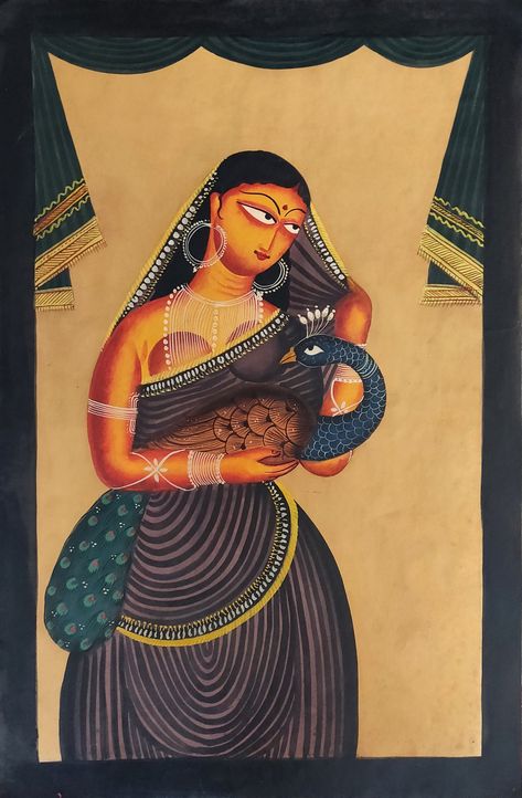 Kalighat Patachitra, Kalighat Paintings, Worli Painting, Canvas Art Painting Abstract, Bengali Art, Pot Art, Lotus Painting, Kerala Mural Painting, South Asian Art