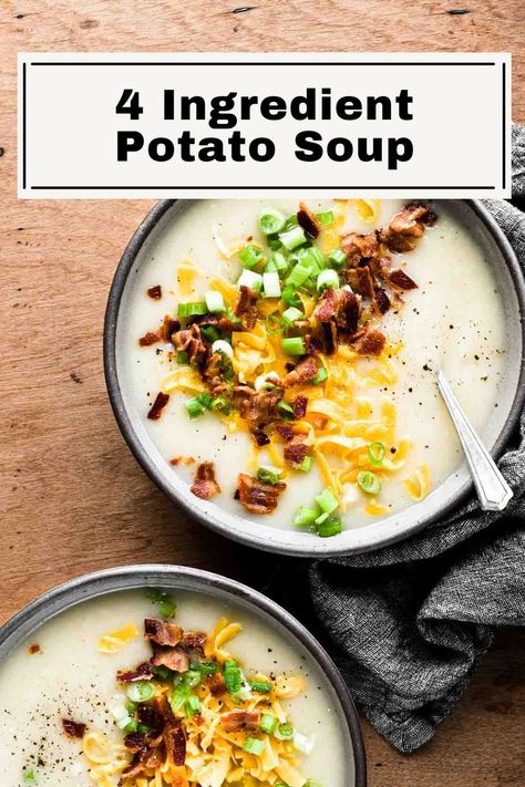 4 Ingredient Potato Soup, Crockpot Potato, Soup Crockpot, Potato Soup Easy, Creamy Potato Soup, Pureed Soup, Potato Puree, Delicious Soup Recipes, Parmesan Chicken