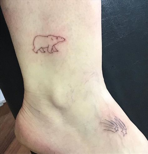 Bear Ankle Tattoo, Bear Paw Tattoos For Women, Brown Bear Tattoo, Tattoo Ideas Bear, Fine Line Bear Tattoo, Polar Bear Tattoos, Tiny Bear Tattoo, Simple Bear Tattoo, Minimalist Bear Tattoo