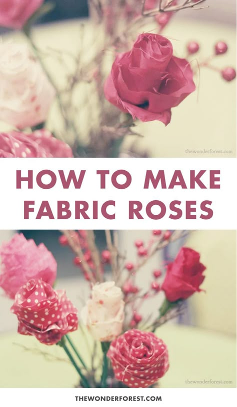 Fabric Bouquet Diy, Fabric Roses Diy No Sew, Fabric Flower Corsage Diy, Fabric Wedding Flowers, Fabric Roses Pattern, Free Fabric Flower Patterns, Diy Fabric Flower Bouquet, Fabric Flowers How To Make, Fabric Rose Template