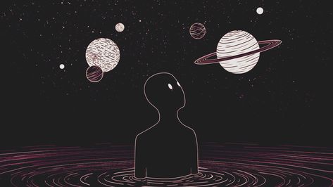 man staring planets illustration #space #simple #1080P #wallpaper #hdwallpaper #desktop Desktop Wallpaper 1920x1080, Spring Iphone Wallpaper, Wallpapers Pc, Wallpaper Notebook, Wallpaper Estetika, Wallpaper Macbook, Laptop Wallpaper Desktop Wallpapers, Iphone Wallpaper Video, Computer Wallpaper Desktop Wallpapers