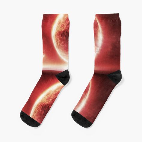 Get my art printed on awesome products. Support me at Redbubble #RBandME: https://www.redbubble.com/i/socks/An-unearthly-moon-and-planet-on-steampunk-galaxy-by-TMArtistic/137797360.9HZ1B?asc=u Space Socks, Galaxy Socks, Designer Socks, Socks For Sale, Crew Socks, Science Poster, Stranger Things Fanart, Planets, Moon