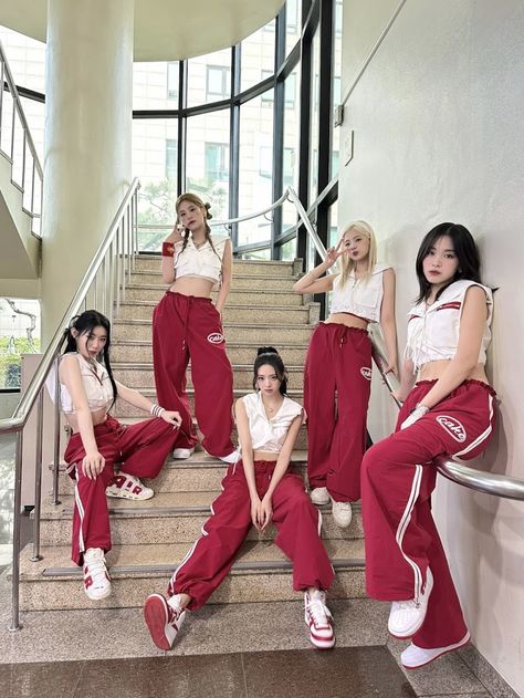 Stairs, Cake, Sneakers, Pants, Red, White, Trousers