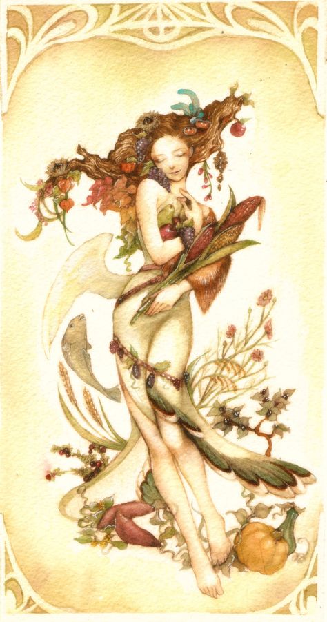 Autumn Goddess, Deviantart, Illustrations, Flowers