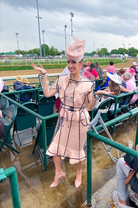 For a rainy day when you still want to show off your outfit! This clear rain coat is a must have for the Kentucky Derby. Louisville Kentucky weather in May is very unpredictable and it rains nearly every year. Come prepare to show off your Derby worthy outfit while staying dry. #ad Kentucky Derby Fashion, Clear Raincoat, Rain Outfit, Derby Fashion, Ky Derby, Derby Outfits, Louisville Kentucky, Royal Ascot, Rain Coat