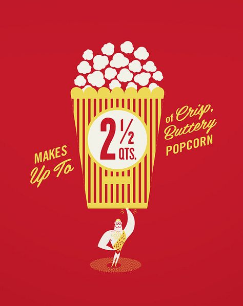 Williams-Sonoma Popcorn Illustration via Lab Partners Popcorn Poster Design, Popcorn Graphic Design, Popcorn Illustration, Popcorn Graphic, Starbucks Poster, Cinema Illustration, Popcorn Posters, Popcorn Design, Film Quiz