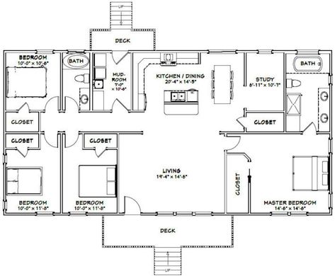 60x30 House 4-bedroom 2-bath 1800 Sq Ft PDF Floor | Etsy House Plans 1800 Sq Ft, Farmhouse Floor Plans, Pole Barn House Plans, House Plans One Story, 4 Bedroom House Plans, Floor Plan 4 Bedroom, Barndominium Floor Plans, Organizing Hacks, Farmhouse House