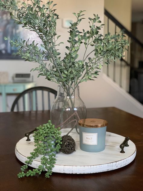 Dining Table Centerpiece Everyday, Dining Table Decor Centerpiece, Boho Plants, Rustic Kitchen Tables, Farmhouse Table Centerpieces, Wood Lazy Susan, Simple Dining Table, Table Centerpieces For Home, Kitchen Table Centerpiece