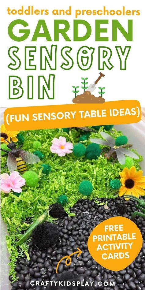 Searching for fun CREATIVE sensory table ideas for toddlers and preschoolers? This Garden sensory bin kept my toddler busy for A WHOLE HOUR - if your little love toddler sensory activities like mine do, then you NEED to start throwing together toddler sensory bins for some easy, mess free toddler play! (SAVE to your sensory play toddlers / sensory activities toddlers board for later!) Sensory Table Ideas For Toddlers, Bug Sensory Bin, Insect Body Parts, Garden Sensory Bin, Garden Sensory, Sensory Bin Play, Sensory Play Toddlers, Tactile Activities, Toddler Sensory Bins