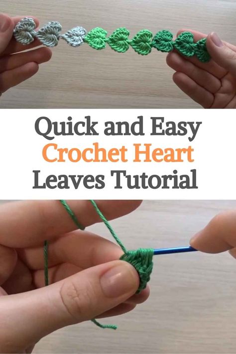 This tutorial is so quick and easy, but it makes crochet leaves prettier, or you can say crochet hearts too! The creator says that she finished this in less than an hour and the result was a beautiful crochet chain to show offThis DIY tutorial is slow and beginner friendly. It would make a beautiful bracelet, headband, wall hanging, gift, whatever your creative mind comes up with! Crochet Chain Patterns Free, Crochet Heart Chain Free Pattern, Crochet Chain Of Hearts, String Of Hearts Crochet Pattern Free, String Of Hearts Crochet Pattern, Crochet Leaf Vine Free Pattern, Crochet Flower Chain Pattern Free, Crochet Plants Free Pattern Easy, Crochet Vines And Leaves Pattern Free