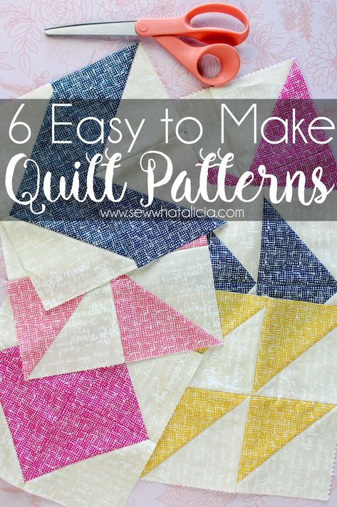 Half Square Triangles - 6 Easy Quilt Blocks and Patterns: This tutorial will teach you how to sew a half square triangle. It also includes 6 fun quilt designs using the half square triangle. Click through for the full tutorial and patterns. | www.sewwhatalicia.com Triangle Quilt Block, Easy Quilt Blocks, Half Square Triangle Quilts Pattern, Triangle Quilt Pattern, Half Square Triangle Quilts, Quilt Sewing Patterns, Easy Quilt, Half Square Triangle, Quilt As You Go