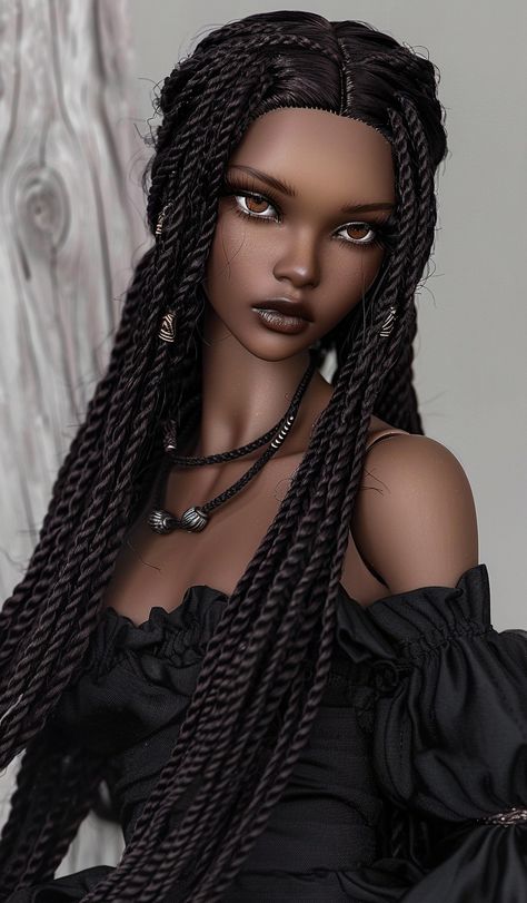 My Images Bjd Dolls Black Skin, Ball Jointed Dolls Black, Black Porcelain Doll, Black Bjd Dolls, Black Bjd, Obitsu Dolls, Virtual Character, Dolls Aesthetic, Smart Dolls