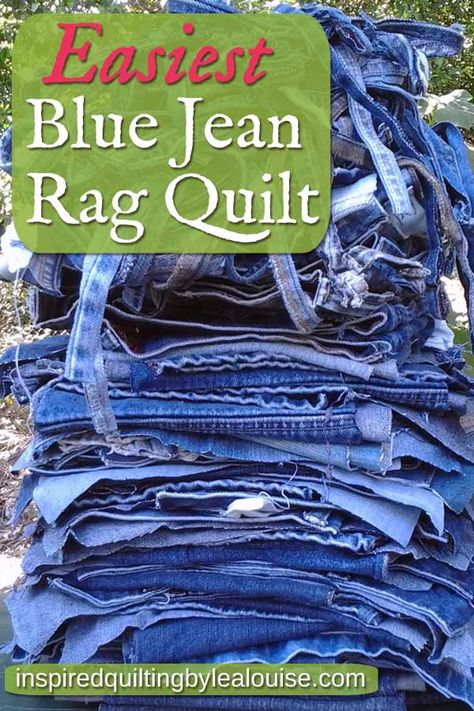 How to Make an Easy Blue Jean Rag Quilt - Inspired Quilting by Lea Louise Jean Rag Quilt, Rag Quilt Instructions, Denim Rag Quilt, Denim Quilt Patterns, Denim Quilts, Blue Jean Quilts, Rag Quilt Tutorial, Rag Quilt Patterns, Jean Quilt