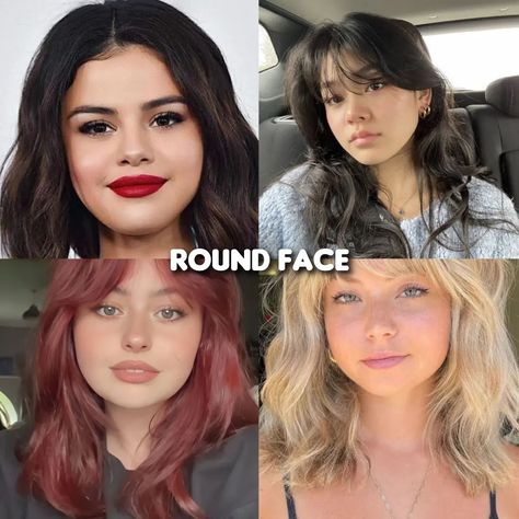 which ones is your face shepe ?? #roundface #ovalface #sqareface #diamondface #heartshape #oblongface#tips #face #beauty Round Face Models, Round Face Aesthetic, Heart Shape Face, Describe Characters, Round Cheeks, Feminine Face, Hair Round Face, Anatomy Practice, High Cheekbones