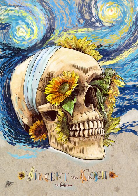 Vincent Van Gogh. Van Gogh Tattoo, فنسنت فان جوخ, Paintings Famous, Arte Van Gogh, Skull Painting, Van Gogh Art, Arte Inspo, Arte Sketchbook, A Skull