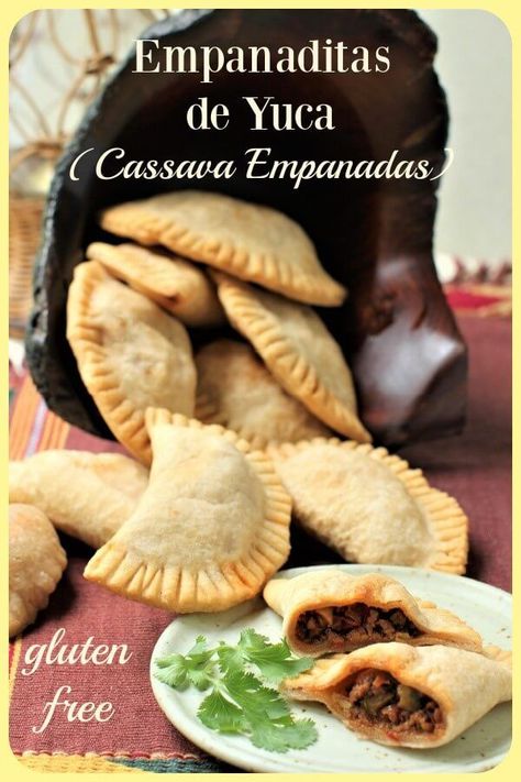 These gluten free empanadas are made from cassava flour. The dough is easy to roll and wonderfully crisp and chewy when shallow-fried. The savory ground beef filling is loaded with flavour. A fantastic Dominican street food you can easily make at home! #empanadas #glutenfreeempanadas #dominicanfood #caribbeanfood Aip Beef Empanadas, Aip Empanadas, Cassava Recipes Dishes, Cassava Empanadas, Yuca Empanadas, Gluten Free Empanadas, Dominican Dishes, Empanada Recipes, Yuca Recipes