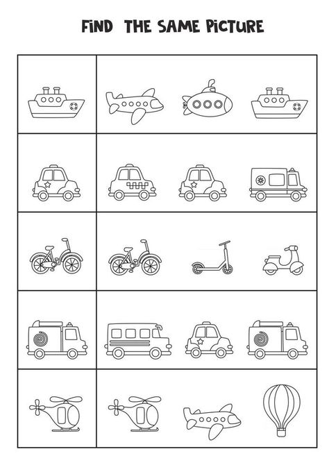 Cursive Worksheets, Transportation Worksheet, Kids Routine Chart, Crafts 2023, Transportation For Kids, Transportation Preschool, Worksheets For Preschool, English Worksheets For Kids, Black And White Cartoon