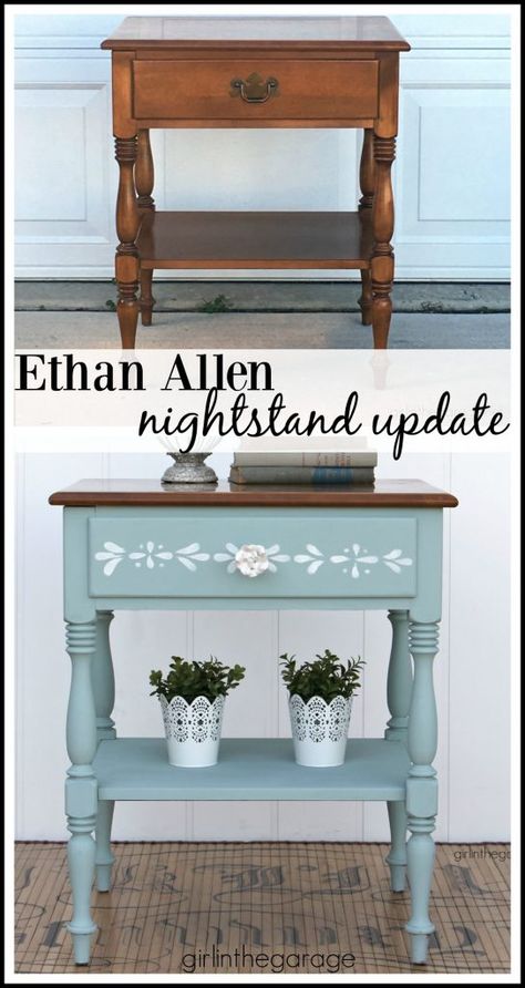 Diy Furniture Makeover, Aqua Decor, Diy Furniture Makeover Ideas, Stenciled Table, Nightstand Makeover, Diy Furniture Renovation, Diy Furniture Easy, Hair Raising, Diy Makeover