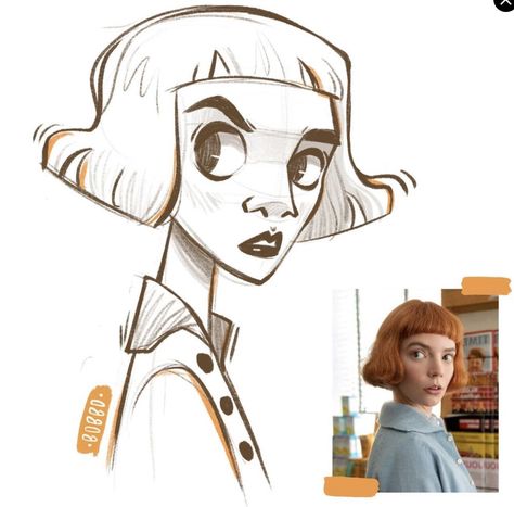 Bobbo Andonova Art Style, How To Draw Disney Style, Bobbo Andonova Art, Cartoon Drawing Style, Disney Style Drawing, Portrait Studies, Hair Cartoon, رسم كاريكاتير, Caricature Art